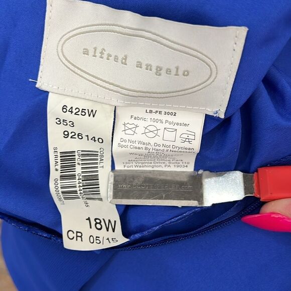 Alfred Angelo Formal Top Size 18W Cobalt Blue V Neck Short Sleeve Sequins Beaded - Picture 10 of 11